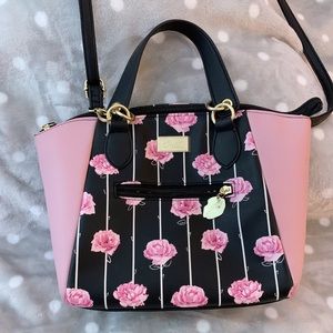 Betsey Johnson Dusty Pink & Black Floral Crossbody